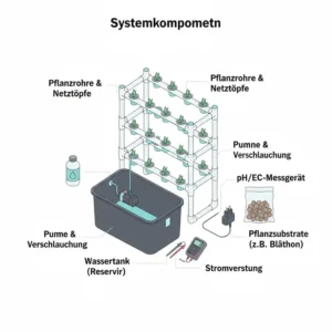 Die technischen Komponenten im hydroponik balkon system test übersichtlich als Grafik dargestellt.