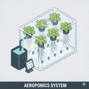 Aeroponik-Setup mit Nährnebel für die Wurzeln, eine Option für das bestes hydroponik system 2026.