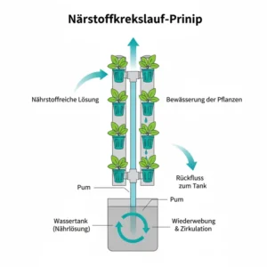 Schemazeichnung der Nährstofflösung in einem hydroponik balkon system test Aufbau.