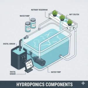 Wichtige Komponenten wie Pumpe und Sensorik für das bestes hydroponik system 2026.