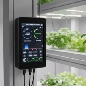 Überprüfung der digitalen Steuerungseinheit im hydroponik system mit LED test.