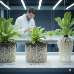 Vergleich der Wurzelmasse von Pflanzen, die in verschiedenen Systemen des hydroponik system test 2026 gezüchtet wurden.