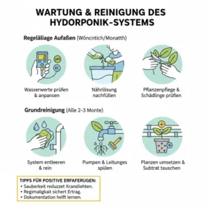 Anleitung zur Reinigung und Wartung für dauerhaft gute Hydroponik System Erfahrungen.