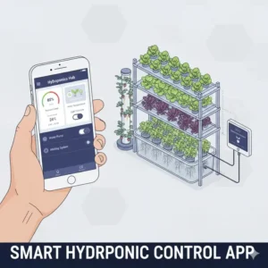 Steuerung und Automatisierung des bestes hydroponik system 2026 über eine mobile App.