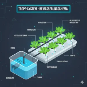 Tropf-System (Drip System) im hydroponische systeme vergleich 2026 für präzise Nährstoffzufuhr.