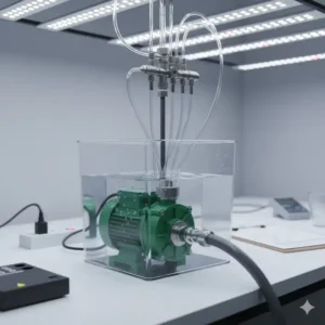 Die Wasserpumpe im Einsatz während des tropfbewässerung hydroponik test im Labor.