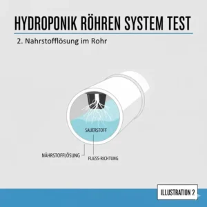 Querschnitt durch ein Rohr zeigt die Nährstofflösung im hydroponik röhren system test.