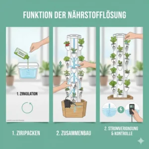 Die technische Analyse der Pumpe und Bewässerung im großen Hydroponik Turm System Test.