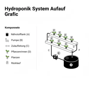Schematischer Aufbau der Hydroponik-Komponente im aquaponik vs hydroponik vergleich.
