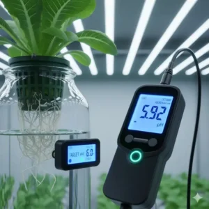 Automatisierte pH-Wert-Messung der Nährlösung während eines standardisierten deep water culture test 2026.