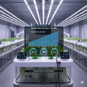 Diagramm zur Effizienz der Sauerstoffanreicherung durch Nanoblasen-Technologie im deep water culture test 2026.