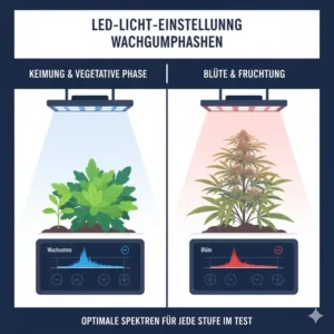 Die besten Lichteinstellungen für alle Wachstumsphasen laut dem hydroponik LED beleuchtung test.