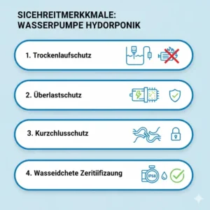 Illustration of dry-run protection and safety mechanisms verified during the hydroponik wasserpumpe test.