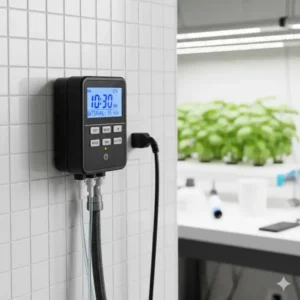 Einstellung der Bewässerungsintervalle für den tropfbewässerung hydroponik test.