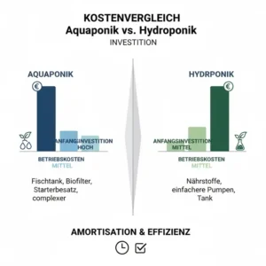 Detaillierte Kosten-Analyse und Investitionsübersicht im aquaponik vs hydroponik vergleich.