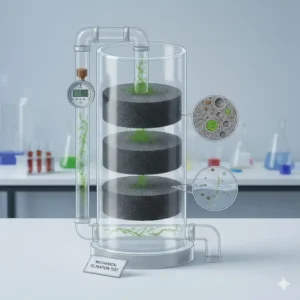 Illustration für einen hydroponik filter system test zur Effizienz der mechanischen Reinigung.