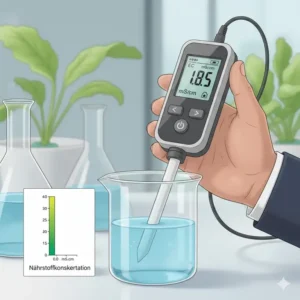 Prüfung der Leitfähigkeit (EC-Wert) bei einem hydroponik nährlösung test 2026 für optimale Nährstoffe.