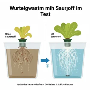 Vergleich der Wurzelausprägung innerhalb eines hydroponik sauerstoffsystem test mit und ohne Belüftung.