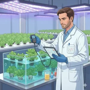 Überprüfung des gelösten Sauerstoffs im Wasser durch einen hydroponik tank test.