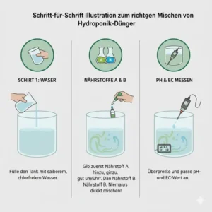 Anleitung zum richtigen Anmischen für beste hydroponik nährstoffe.