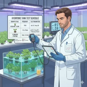 Infografik zur Häufigkeit, in der ein hydroponik tank test durchgeführt werden sollte.