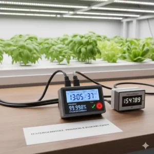 Die Anzeige der präzisen Testergebnisse nach einem erfolgreichen hydroponik timer test.