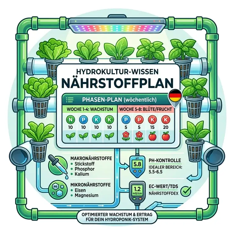 Full overview of an optimized hydroponik nährstoffplan for a vertical farming system.