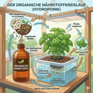 Diagramm über den Nährstoffkreislauf bei der Nutzung von hydroponik organische lösungen.