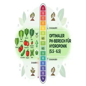 Eine Infografik über die optimale Skala, um den hydroponik ph wert einstellen zu können.