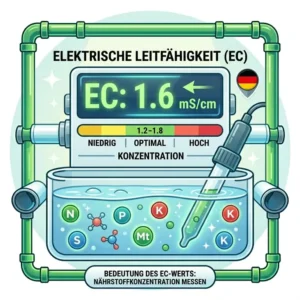 Technical drawing of EC value monitoring as part of a professional hydroponik nährstoffplan.