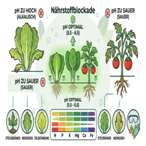 Darstellung von Nährstoffblockaden ohne korrektes hydroponik ph wert einstellen.