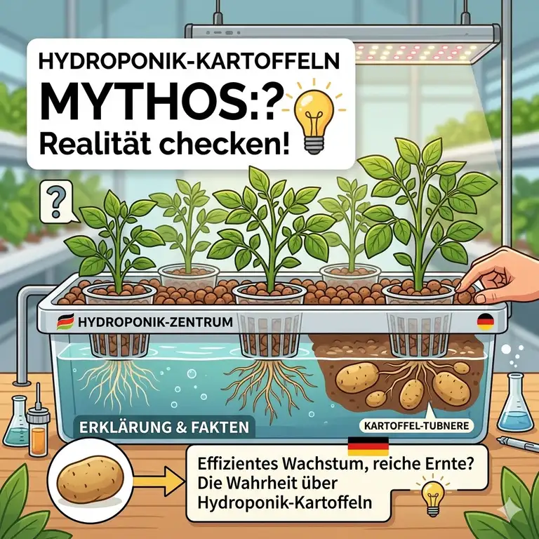 Hydroponic potatoes growing in a nutrient solution, debunking the hydroponik kartoffeln mythos for better understanding.