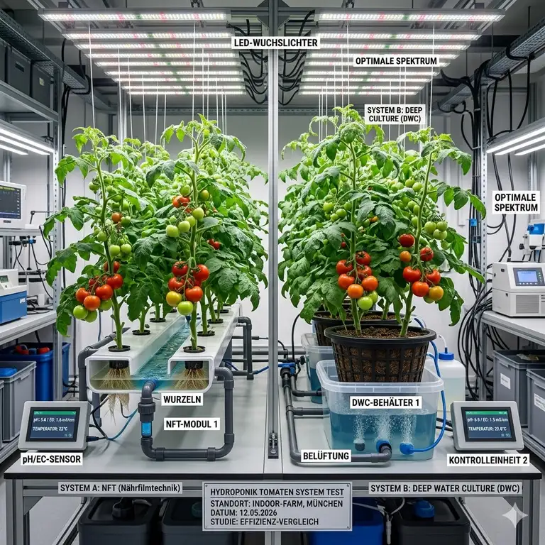 Ein professioneller hydroponik tomaten system test Vergleich verschiedener Anbaumethoden.