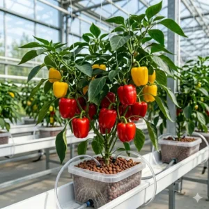 A schematic diagram illustrating the different components of a complete hydroponik paprika system.