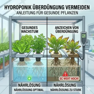 Typische Anzeichen von Blattverbrennungen erkennen, um in der Hydroponik Überdüngung vermeiden zu können.
