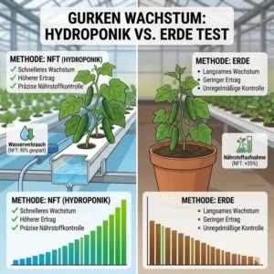 Wachstumsvergleich von Gurken im Hydroponik Gurken Test