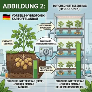 Chart comparing potato yield between soil and hydroponic setups regarding the hydroponik kartoffeln mythos.