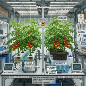 Optimierung der Nährlösung im Rahmen eines hydroponik tomaten system test.