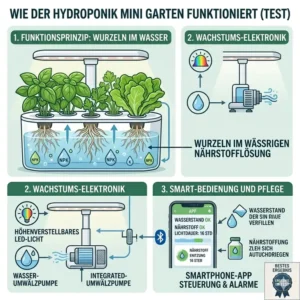 Eine detaillierte Erklärung der Funktionsweise im hydroponik mini garten test für zu Hause.