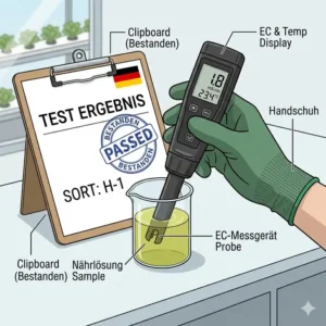 Messung der Nährlösung während des hydroponik erdbeeren test