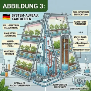 Schematic diagram of a vertical system for growing potatoes to address the hydroponik kartoffeln mythos.