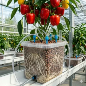 Measuring the nutrient solution and pH level for an optimal hydroponik paprika system setup.