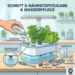 Die höhenverstellbare LED-Beleuchtung im aktuellen hydroponik mini garten test unter der Lupe.