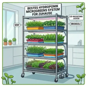 Visual explanation of automated nutrient solution delivery inside a tidal ebb and flow hydroponik microgreens system.