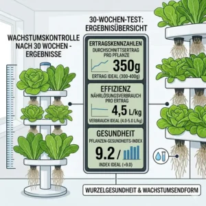 Dokumentation des schnellen Salatwachstums nach zwei Wochen im hydroponik salat system test.