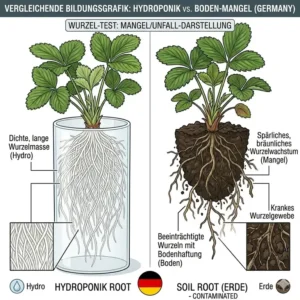 Dokumentation der Wachstumsphasen im hydroponik erdbeeren test.