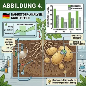 Measuring nutrient-rich water for potato roots as part of investigating the hydroponik kartoffeln mythos.