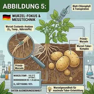 Detailed view of healthy potato roots to prove facts behind the hydroponik kartoffeln mythos.