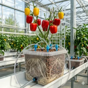 How to install a vertical trellising support within a hydroponik paprika system.
