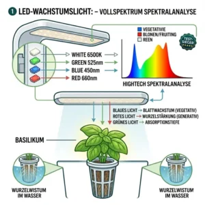 Optimale LED-Beleuchtung für den hydroponik kräuter system test.